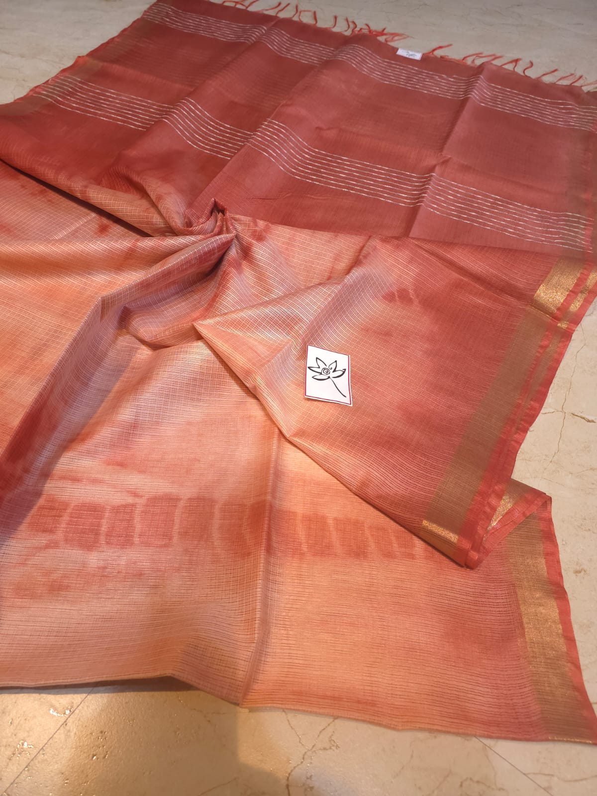 RUST ORANGE WITH OFF WHITE KOTA SILK SAREE