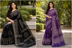 BLACK AND PURPLE BATIK PRINT SARIS