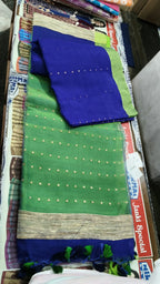 BLUE AND GREEN HANDLOOM SAREE