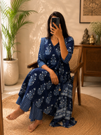 Indigo blue pure cotton suit