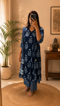 Indigo blue pure cotton suit