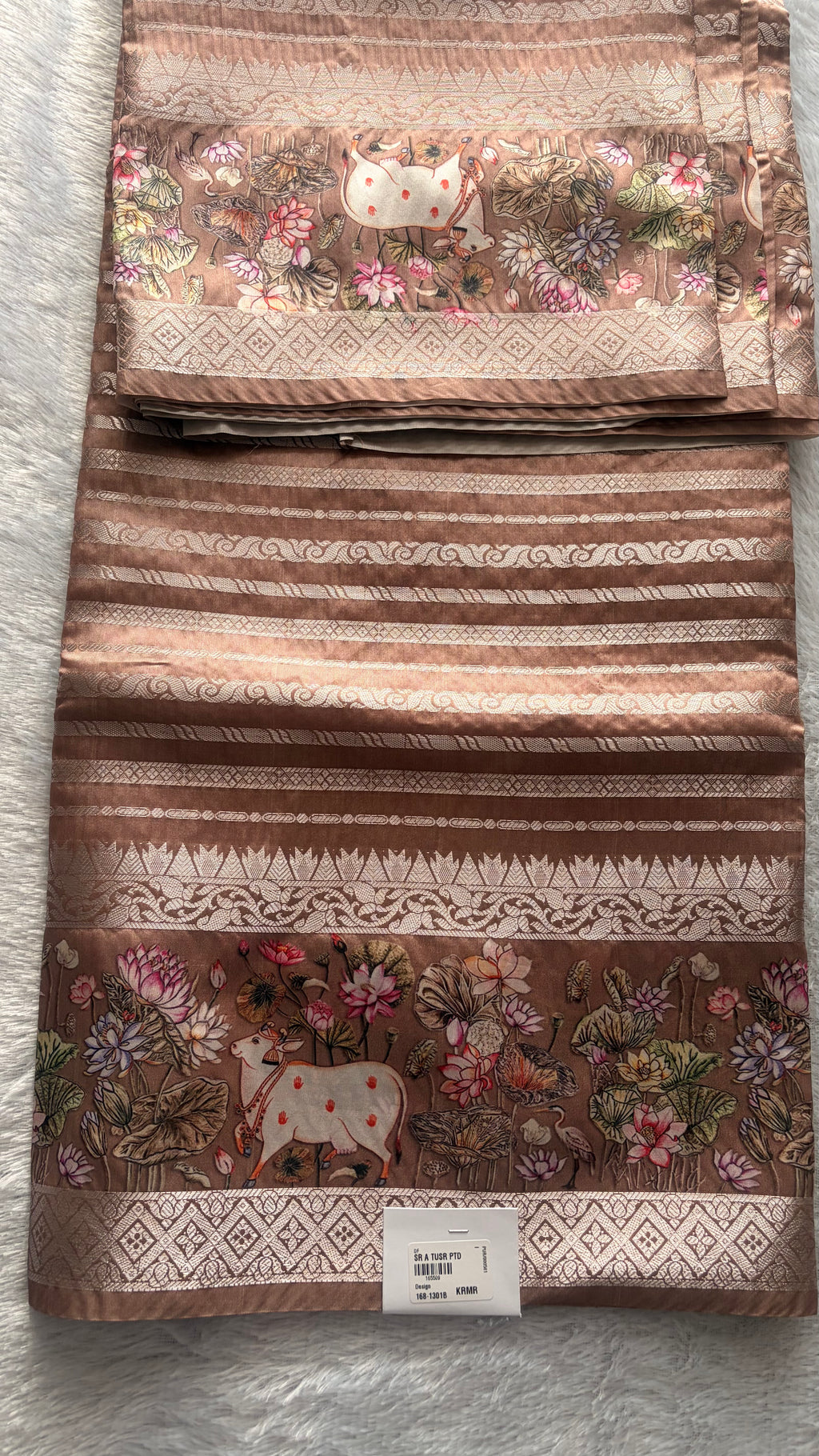 LIGHT BROWN TUSSAR SILK SAREE