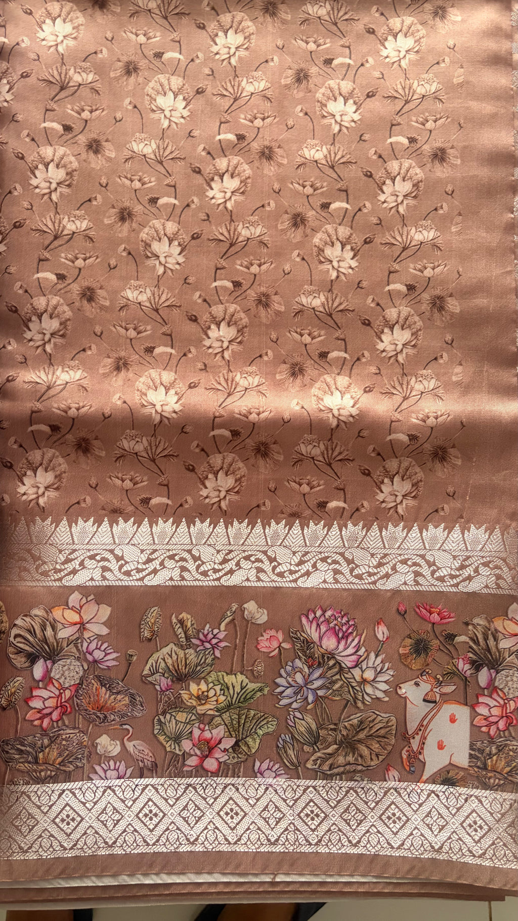 LIGHT BROWN TUSSAR SILK SAREE
