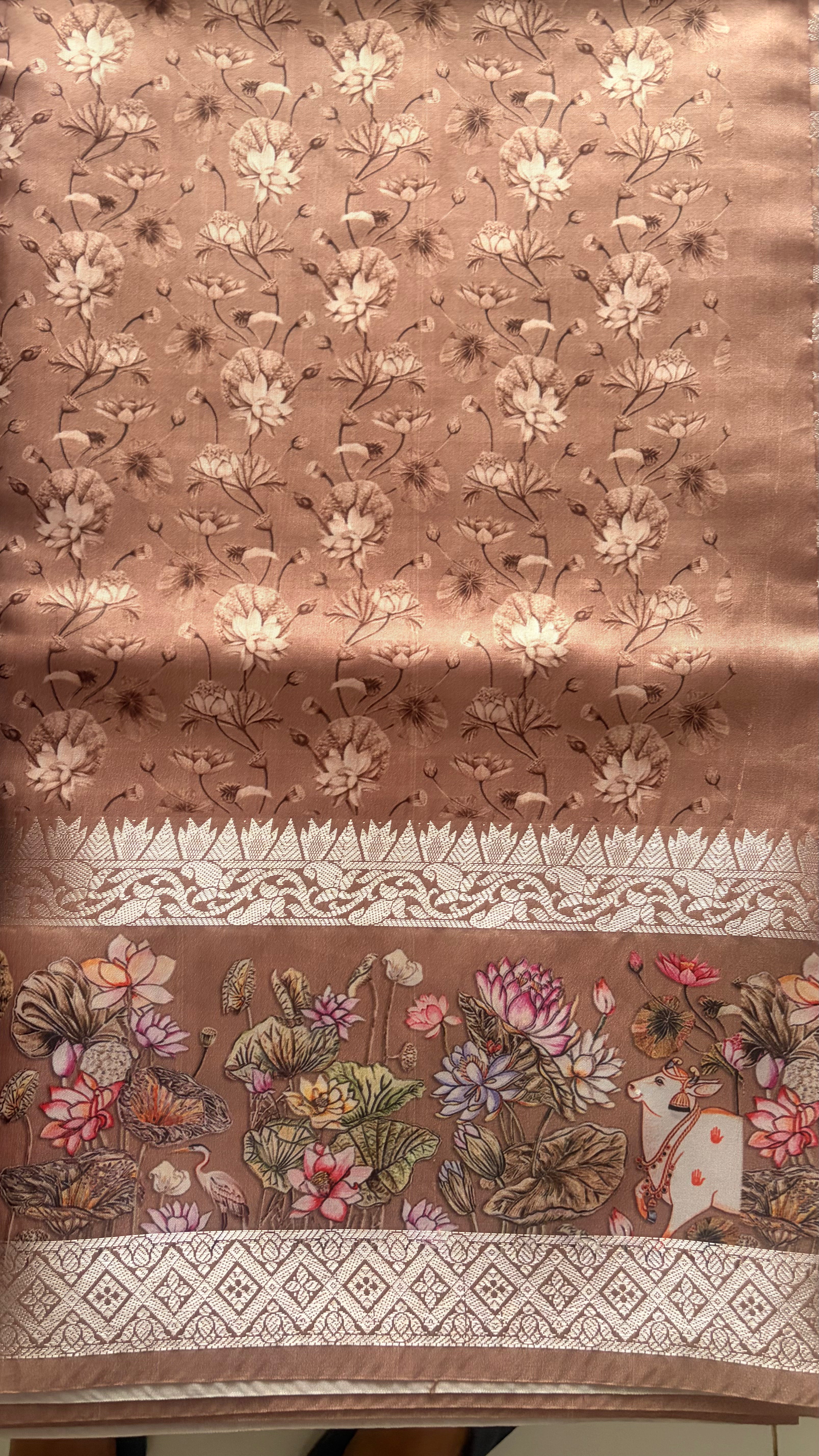 LIGHT BROWN TUSSAR SILK SAREE