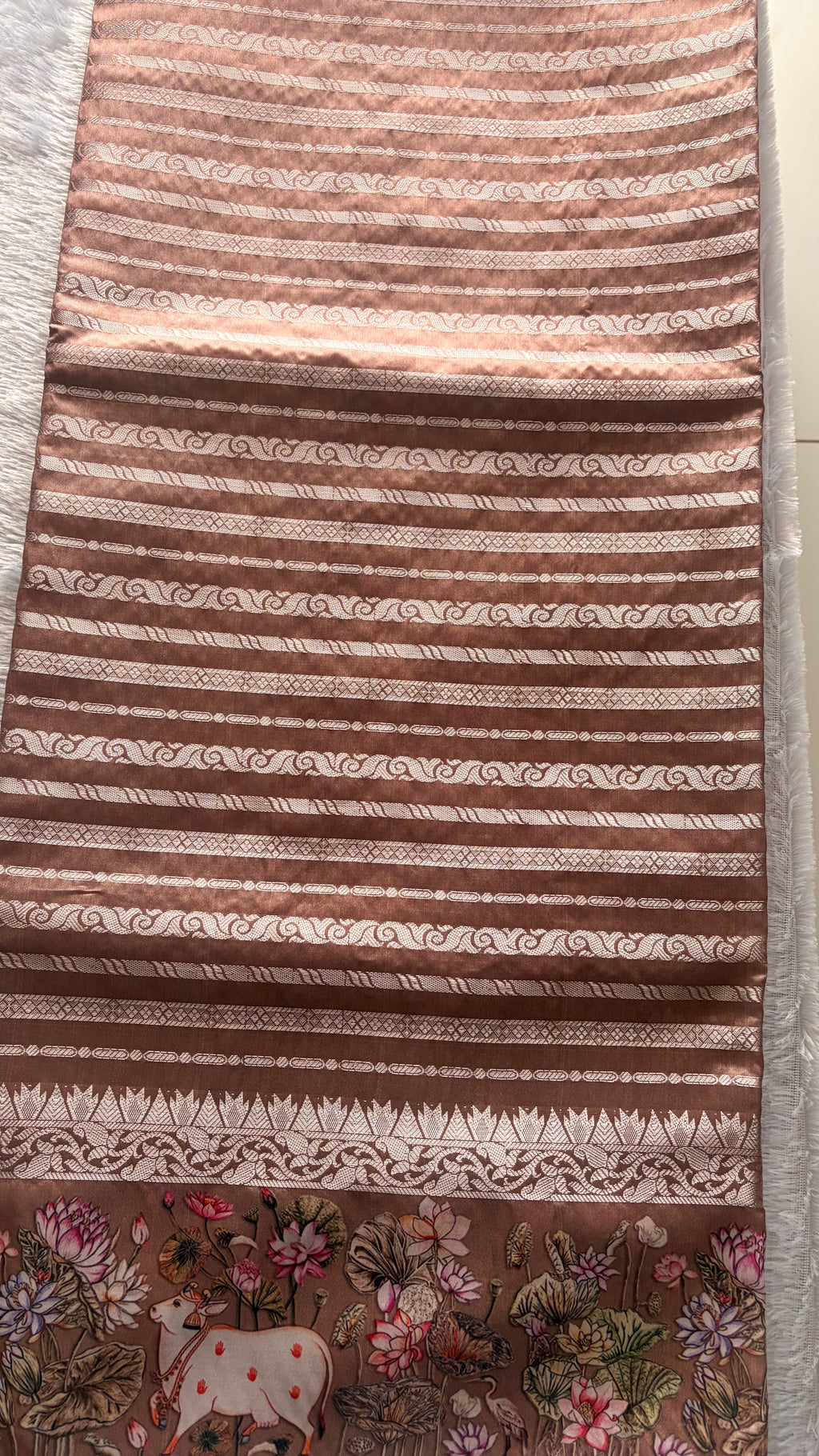 LIGHT BROWN TUSSAR SILK SAREE