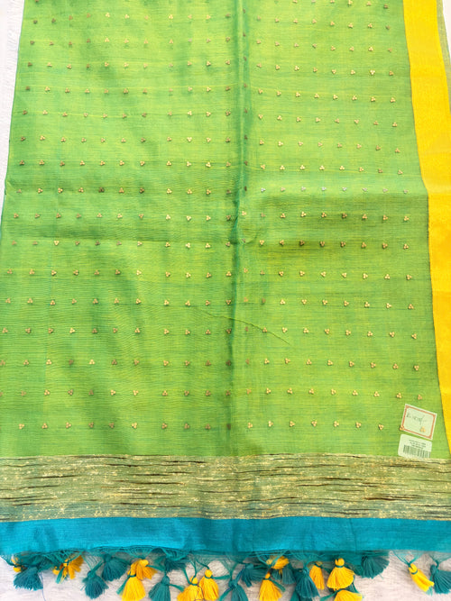 BLUE AND GREEN HANDLOOM SAREE