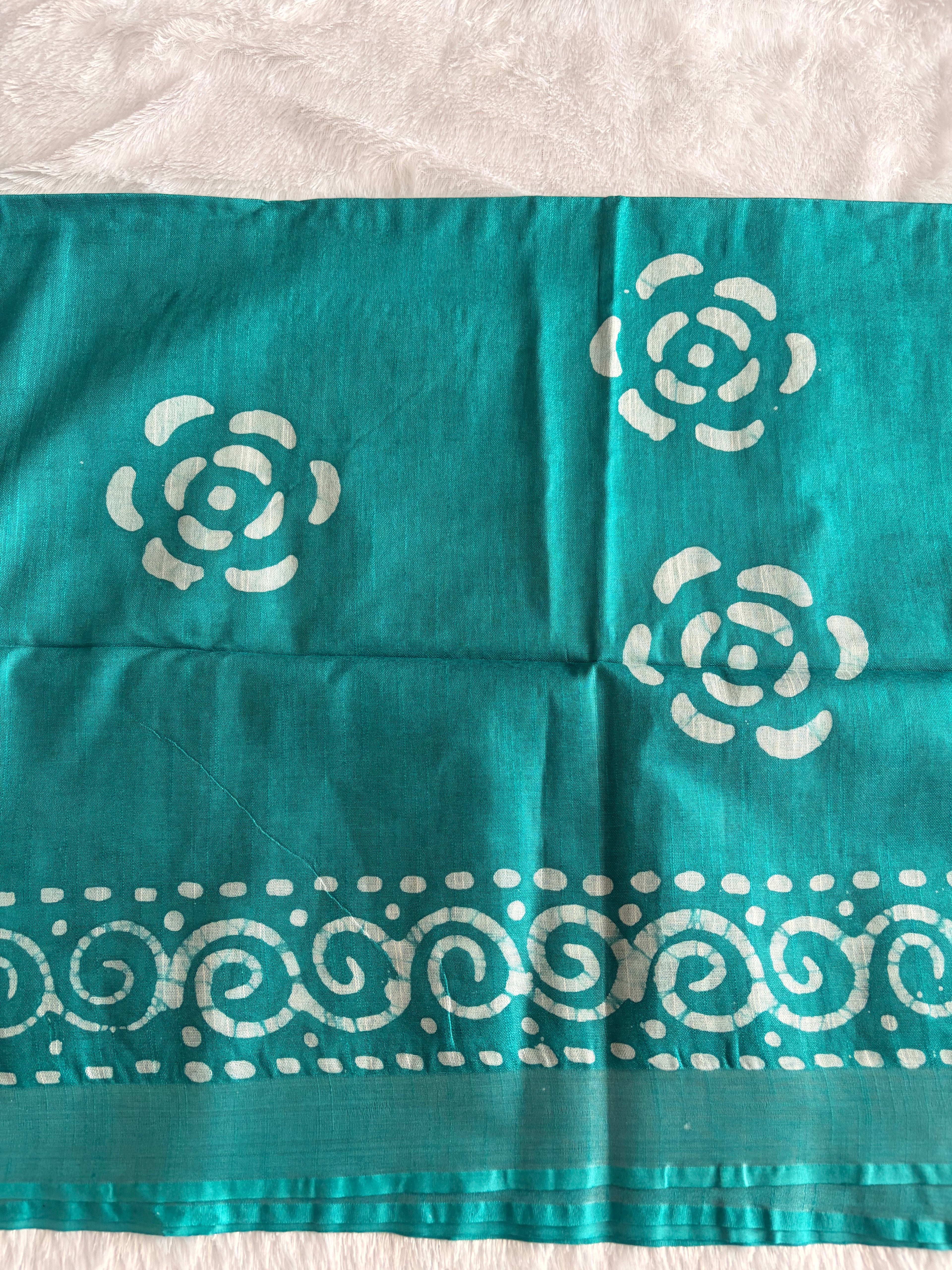 BLUE BHAGALPURI, BATIK PRINT COTTON SAREE