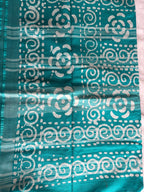 BLUE BHAGALPURI, BATIK PRINT COTTON SAREE