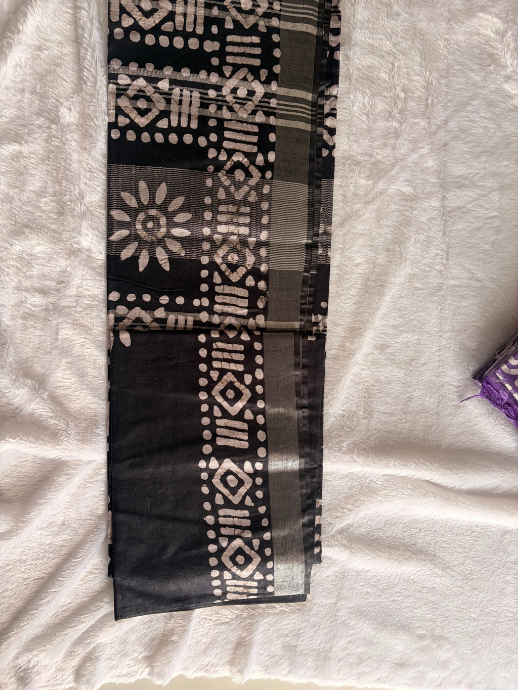 BLACK AND PURPLE BATIK PRINT SARIS