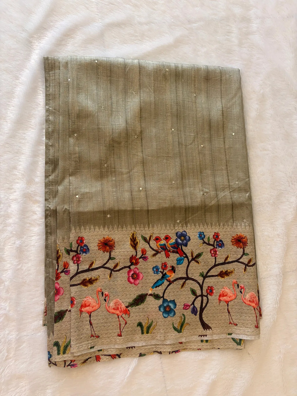 GREEN TUSSAR SILK SAREE