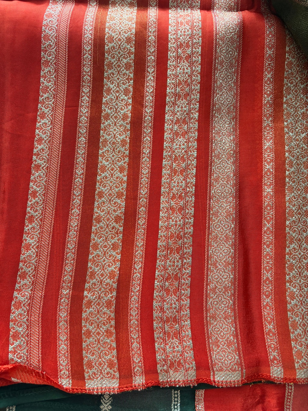ORANGE CRAPE ORGANZA SAREE