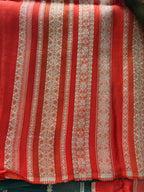 ORANGE CRAPE ORGANZA SAREE