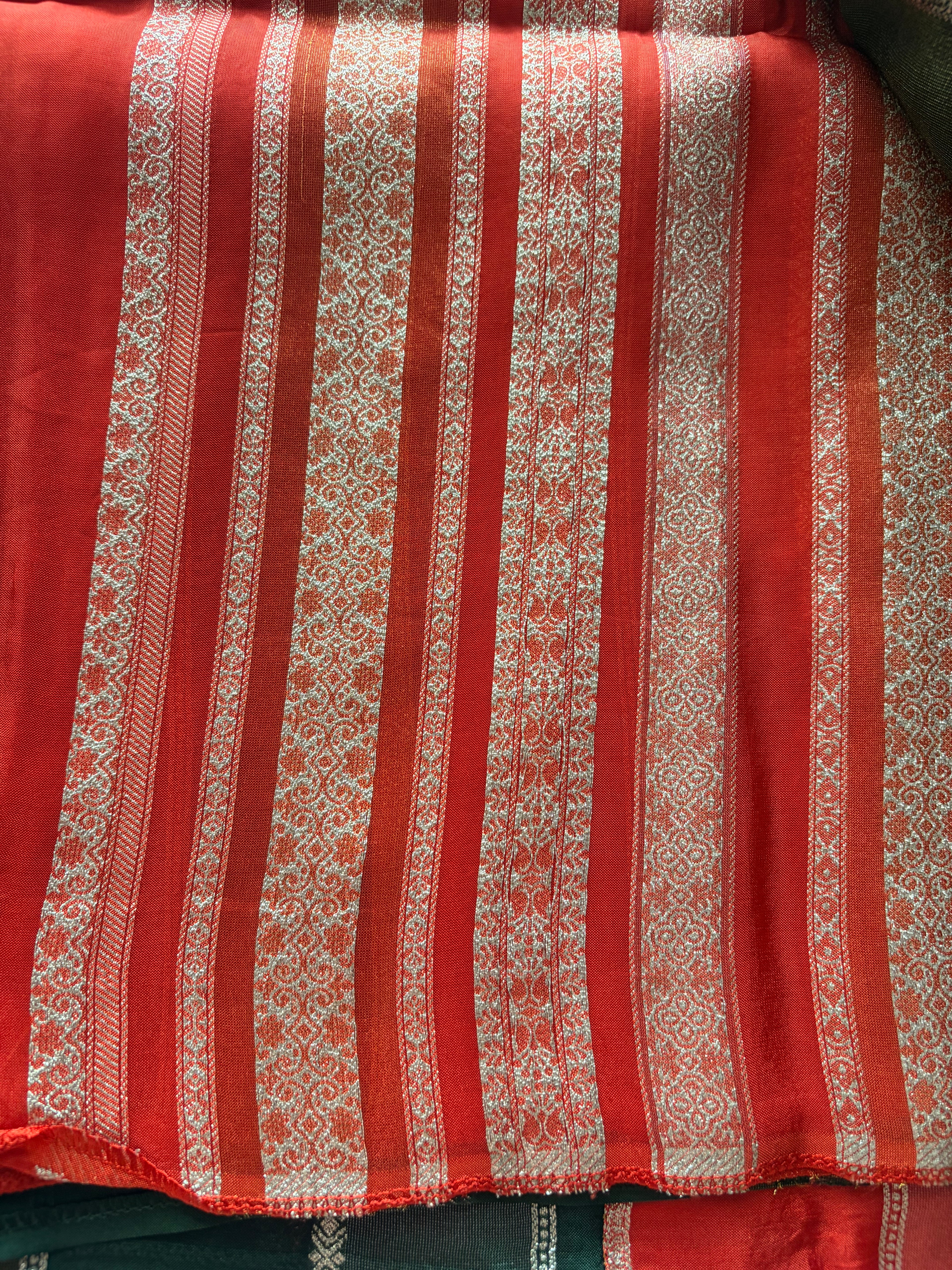 ORANGE CRAPE ORGANZA SAREE
