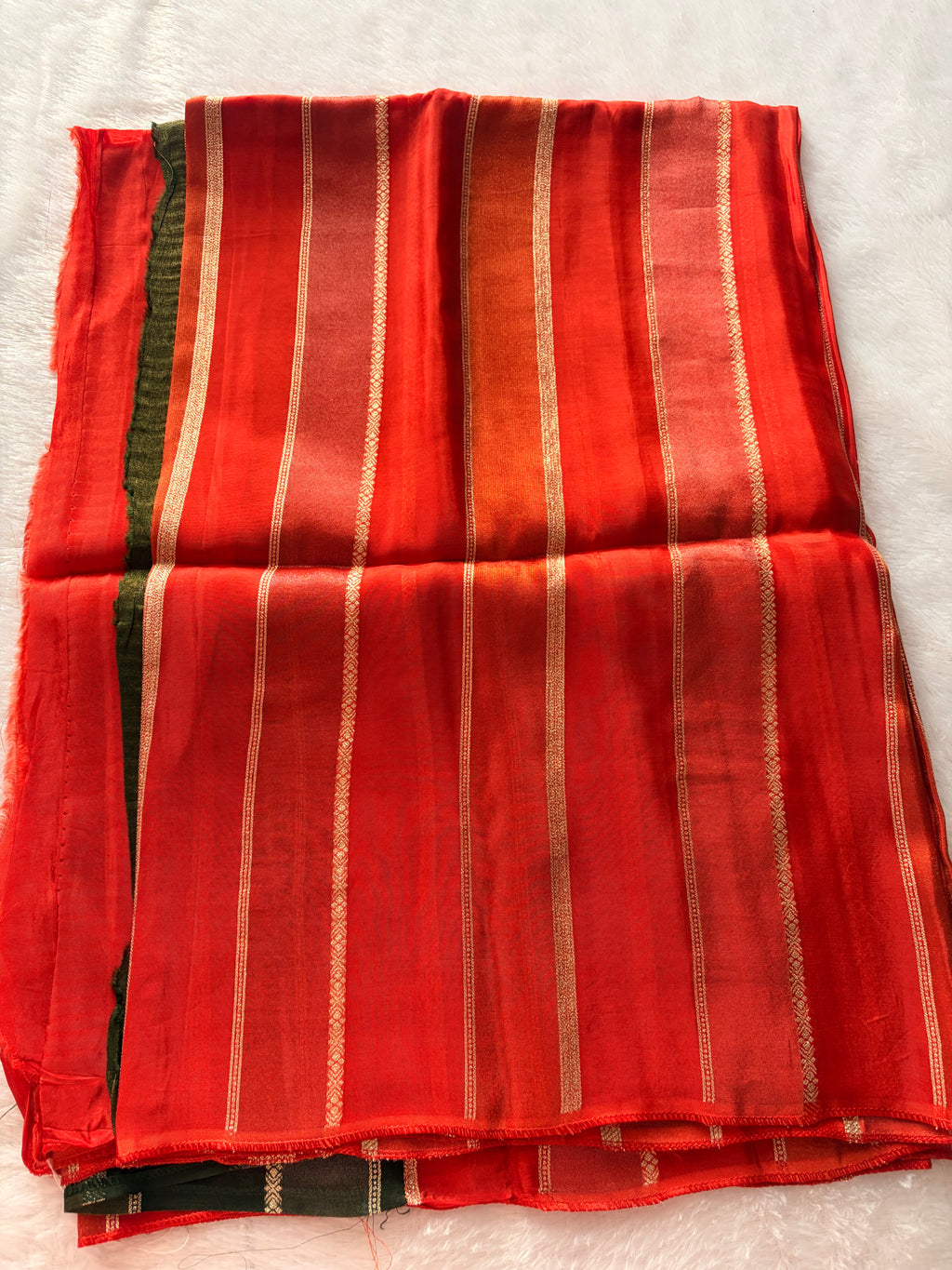 ORANGE CRAPE ORGANZA SAREE
