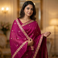 MAGENTA TUSSAR DESIGNER SAREE