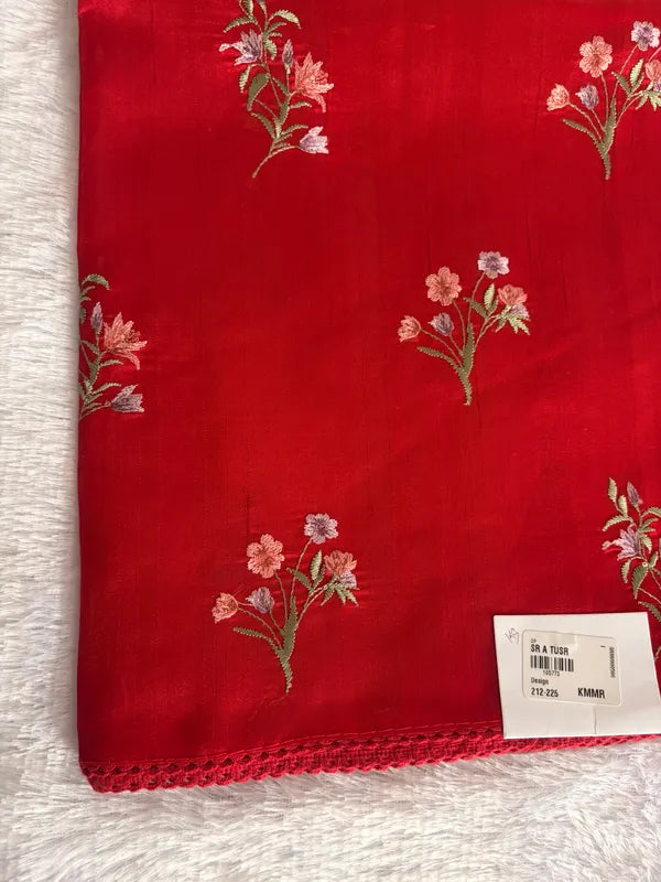 RED TUSSAR SILK SAREE