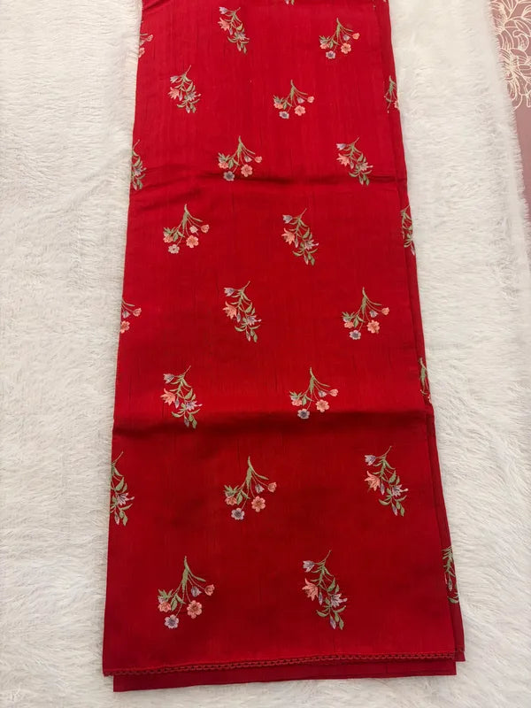 RED TUSSAR SILK SAREE