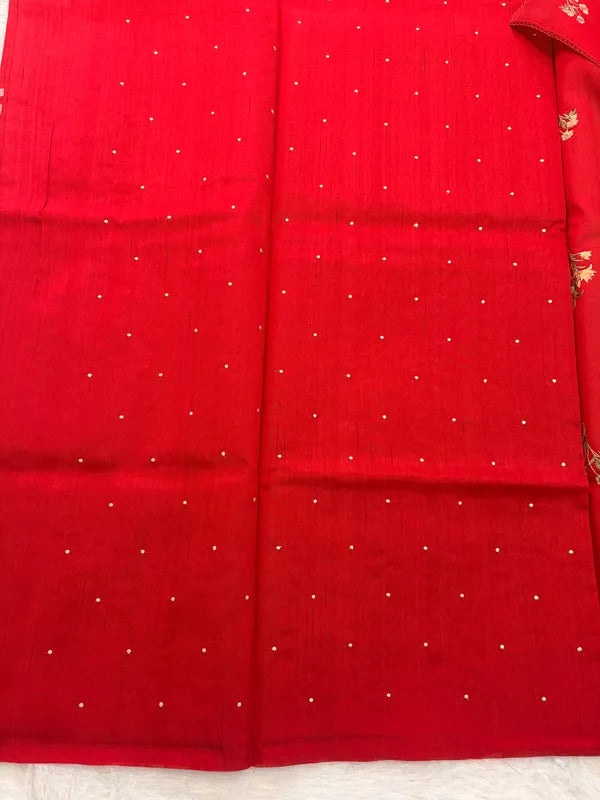 RED TUSSAR SILK SAREE