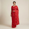 RED TUSSAR SILK SAREE