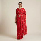 RED TUSSAR SILK SAREE