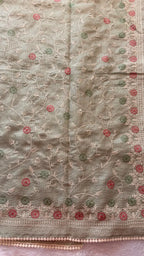 SAGE GREEN KOTA EMBROIDERY SAREE