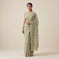 SAGE GREEN KOTA EMBROIDERY SAREE