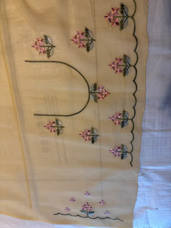 LIGHT YELLOW TISSUE ORGANZA SAREE