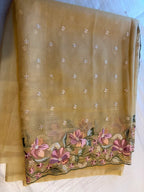 LIGHT YELLOW TISSUE ORGANZA SAREE
