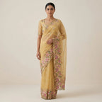 LIGHT YELLOW TISSUE ORGANZA SAREE