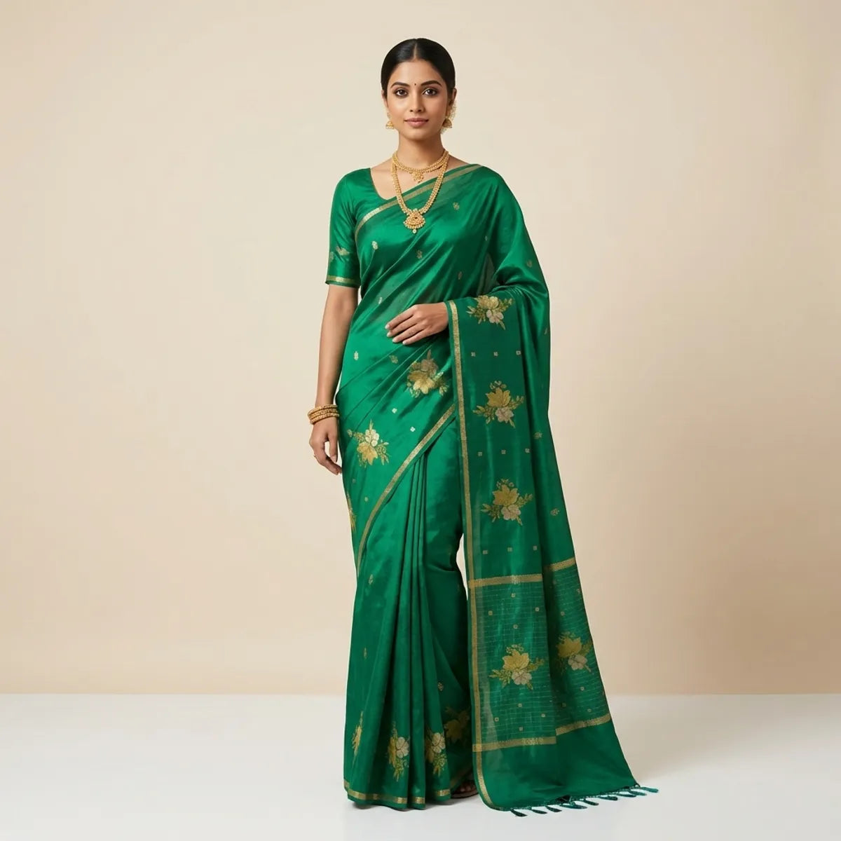GREEN TUSSAR SILK SAREE