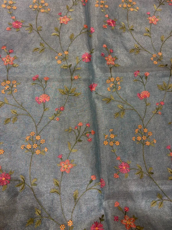 TISSUE EMBROIDERY SAREE