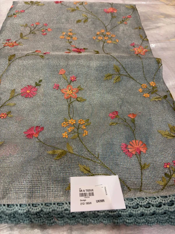 TISSUE EMBROIDERY SAREE
