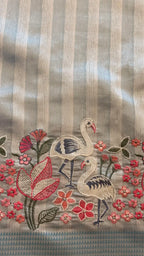 BLUE AND WHITE TUSSAR SILK SAREE