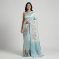 BLUE AND WHITE TUSSAR SILK SAREE