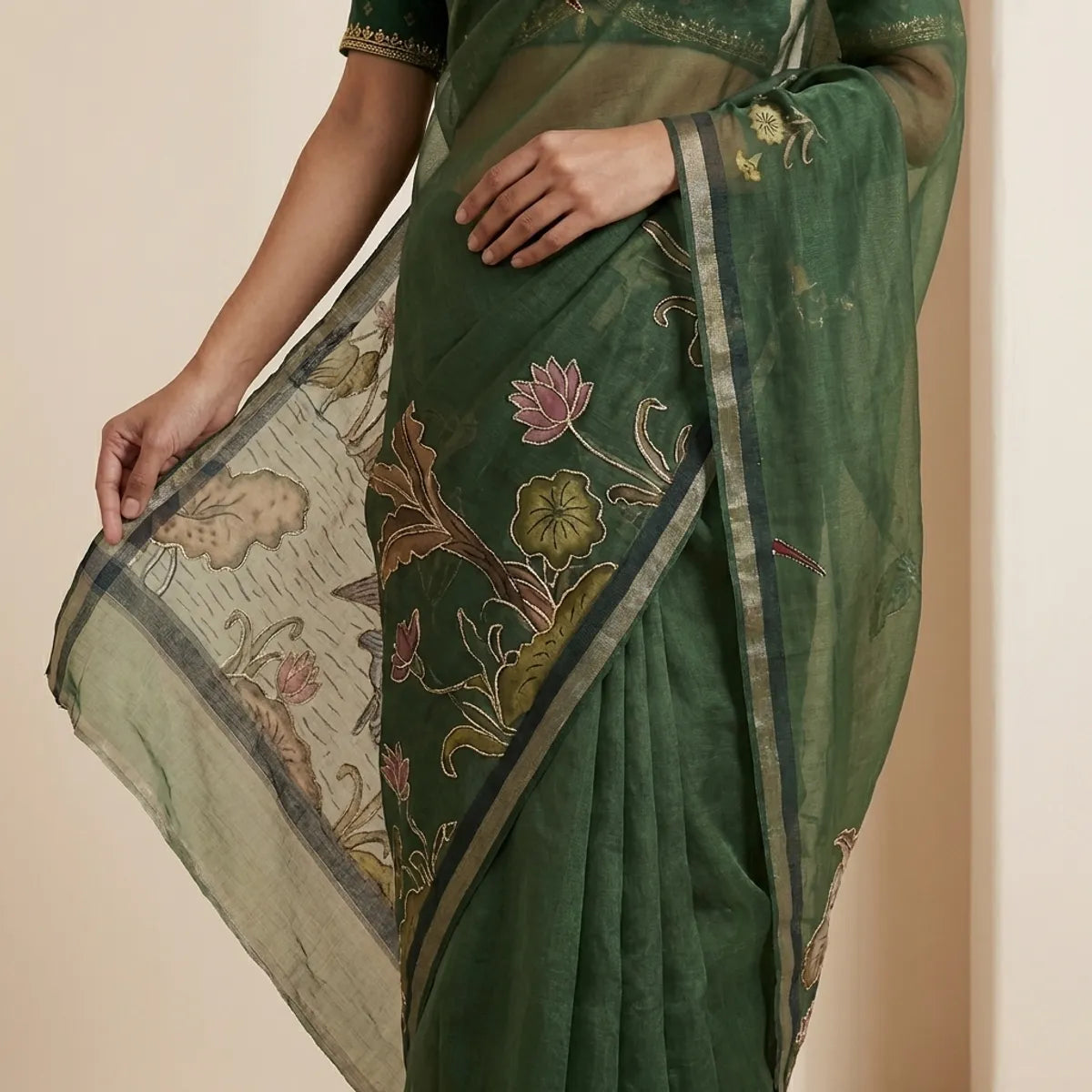 GREEN KORA SILK SAREE