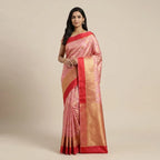 PINK AND RED KORA SILK SAREE