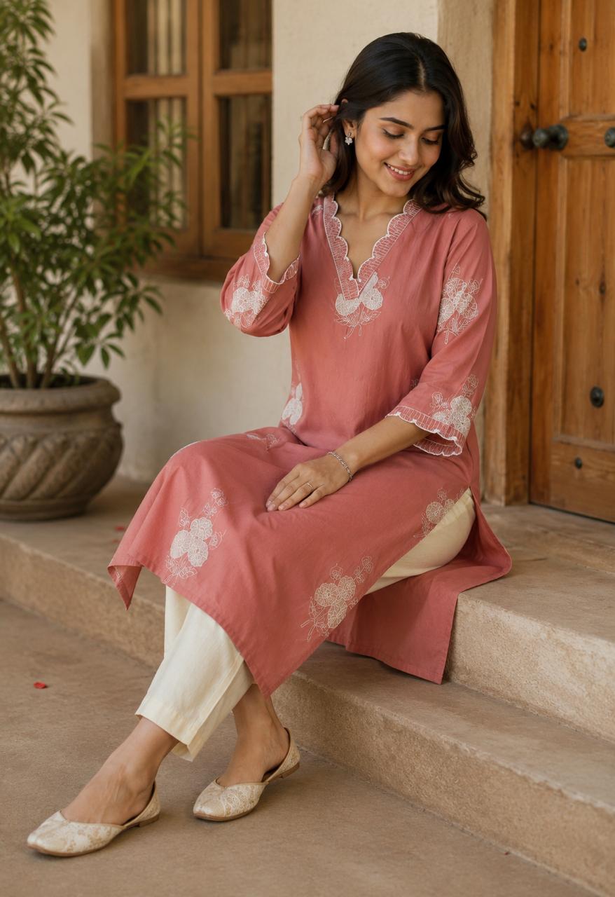 PEACH MUSLIM SILK CO-ORD SET