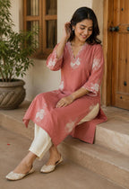 PEACH MUSLIM SILK CO-ORD SET