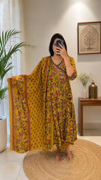 Shifli cotton mustard yellow, emboroidery 3PC set