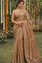 GREEN TISSUE EMBROIDERY SAREE