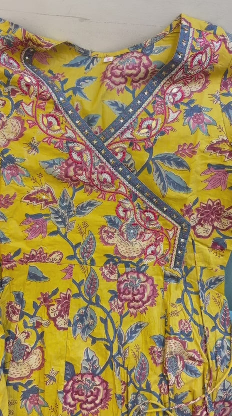 Shifli cotton mustard yellow, emboroidery 3PC set