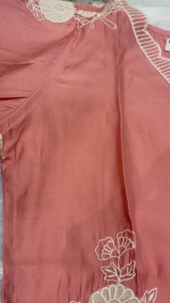 PEACH MUSLIM SILK CO-ORD SET